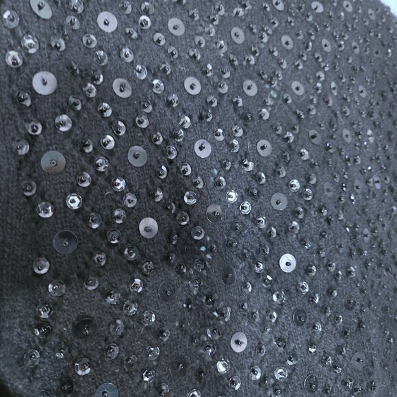 E by Eci Black Beaded Angora Blend Cropped Bolero Cardigan Sweater Size L - Picture 3 of 3